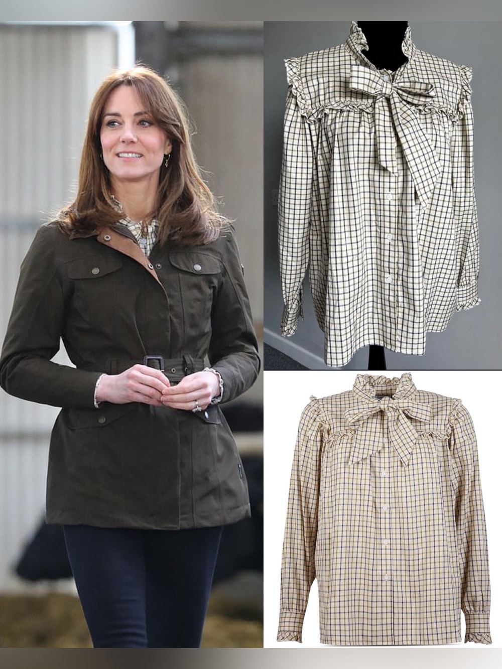 NWT Barbour by Alexa Chung 'Bella' Check Shirt in Olive/Navy -ASO Kate Middleton